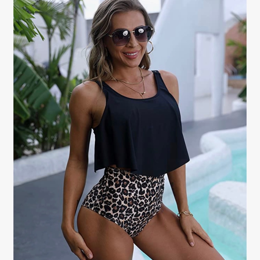 High waist leopard bikini